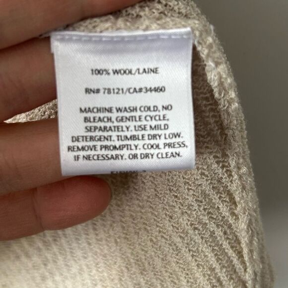 Eileen Fisher Beige Open Front Cardigan Sweater - Picture 4 of 7